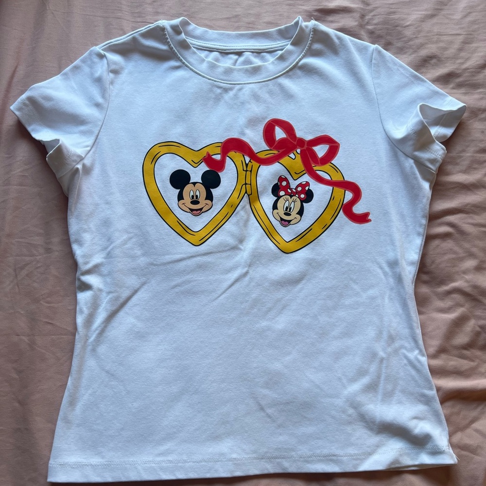 Disney Mickey and Minnie locket baby tee